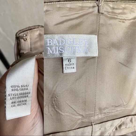 Badgley Mischka M Silk Sequin Strapless Dress Pink - Picture 7 of 8